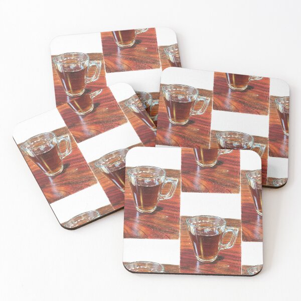 Item preview, Colored Pencil Glass Mug on Wood Table Art Print designed and sold by KaleChub.