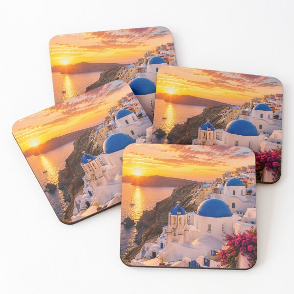 Item preview, Santorini Greece Sunset Coastal Landscape Wall Art designed and sold by Ceylon Luxe Collections.