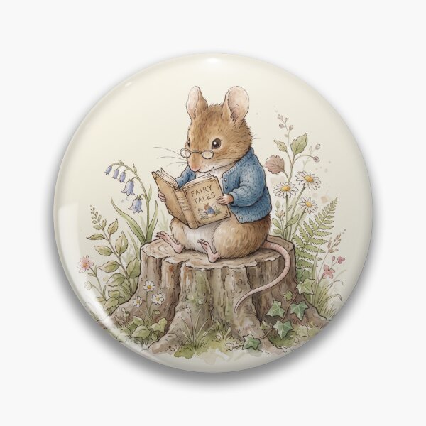 Item preview, Intellectual Mouse in Glasses Reading "Fairy Tales" Watercolor Art Print designed and sold by Pasteltone.