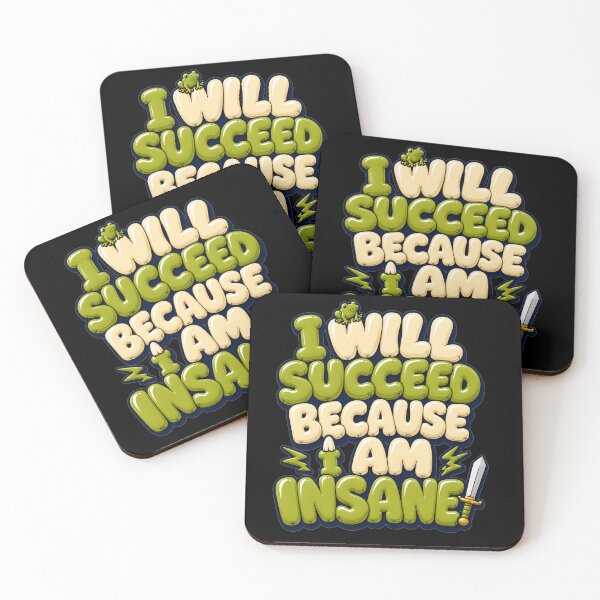 Item preview, I Will Succeed Because I Am Insane 3D Bubble Letters Frog Meme Humor Gift for Meme Lovers designed and sold by Nightarel.