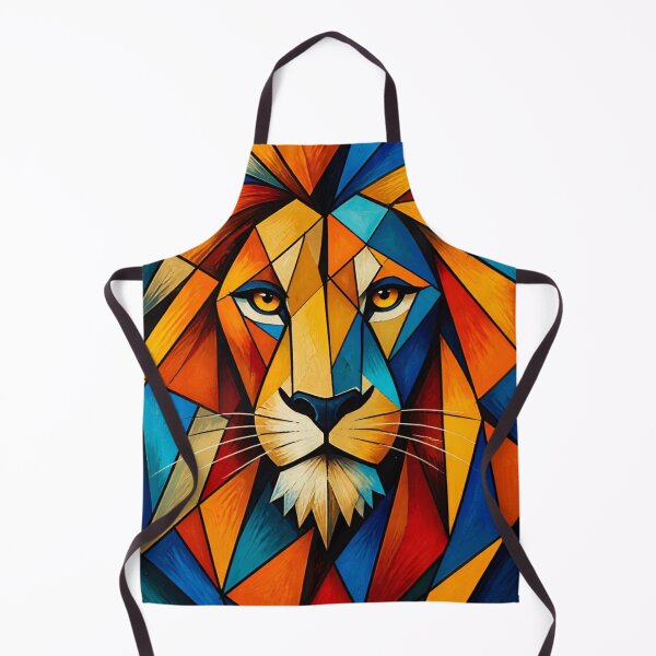 Item preview, Colorful Geometric Lion Face - Abstract Cubist Stained Glass Lion Art designed and sold by inkaylindesign.
