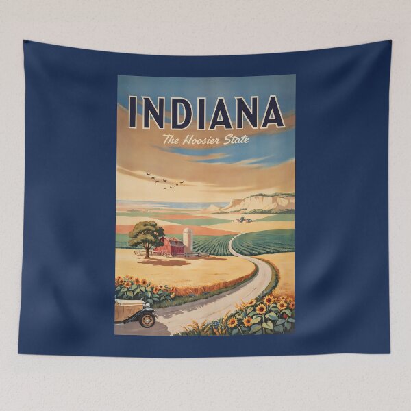 Item preview, Indiana Countryside Illustration Travel Art Vintage designed and sold by KrisSidDesigns.