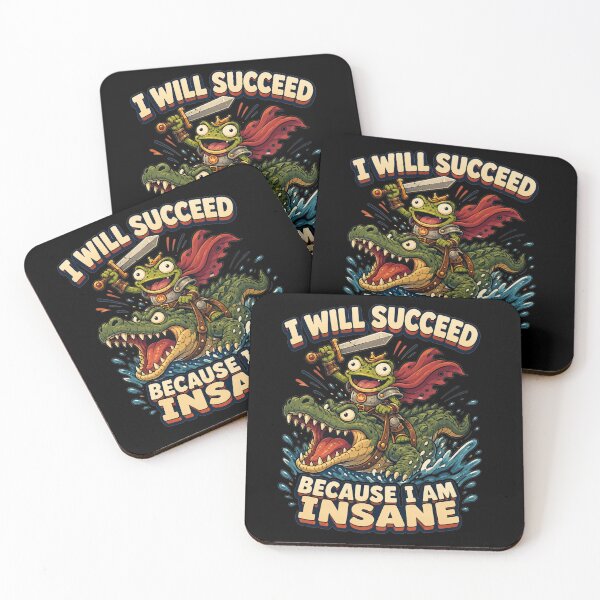 Item preview, I Will Succeed Because I Am Insane Colorful Cartoon Warrior Frog Art Frog Meme Humor Gift for Meme Lovers designed and sold by Nightarel.
