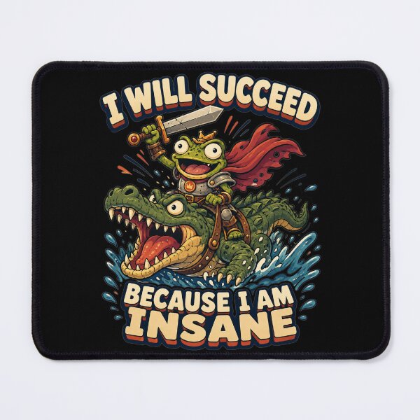Item preview, I Will Succeed Because I Am Insane Colorful Cartoon Warrior Frog Art Frog Meme Humor Gift for Meme Lovers designed and sold by Nightarel.