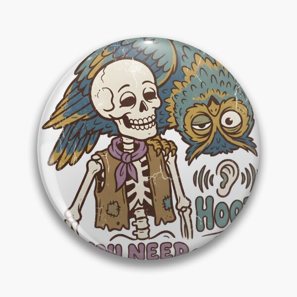 Item preview, Skeleton in Vest with Owl on Shoulder and Sound Waves designed and sold by MisteryDesigner.