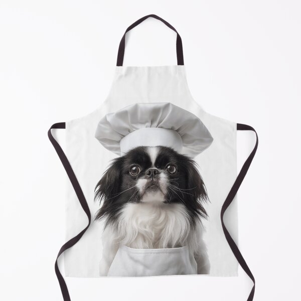 Item preview, Japanese Chin Chef Dog Funny Cooking Apron Hat Cute Pet Portrait designed and sold by LazyOwlStore.