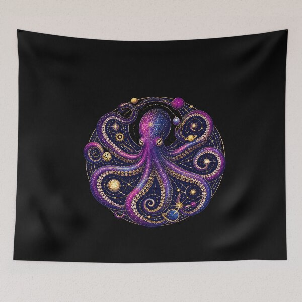 Item preview, Cosmic Octopus Planetary Orbit Illustration designed and sold by BoyleDesignShop.