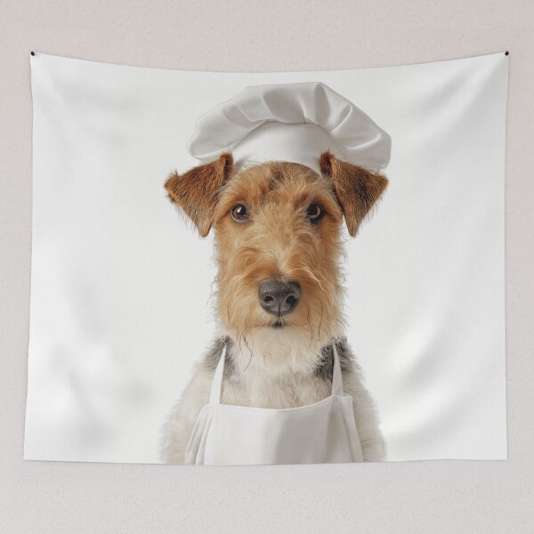 Item preview, Wire Fox Terrier Chef Dog Funny Cooking Apron Hat Cute Pet Portrait designed and sold by LazyOwlStore.