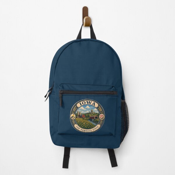 Item preview, Iowa Landscape Illustration Travel Art Badge designed and sold by KrisSidDesigns.