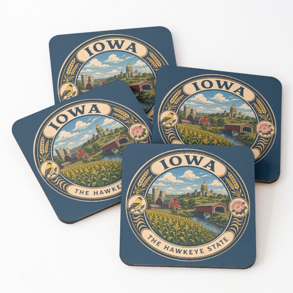 Item preview, Iowa Landscape Illustration Travel Art Badge designed and sold by KrisSidDesigns.