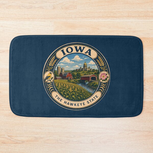 Item preview, Iowa Landscape Illustration Travel Art Badge designed and sold by KrisSidDesigns.