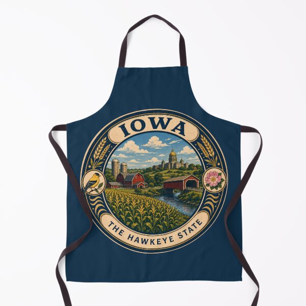 Item preview, Iowa Landscape Illustration Travel Art Badge designed and sold by KrisSidDesigns.