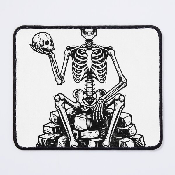 Item preview, Skeleton Wearing Crown of Thorns Sitting on Stone Throne Holding Skull designed and sold by MisteryDesigner.