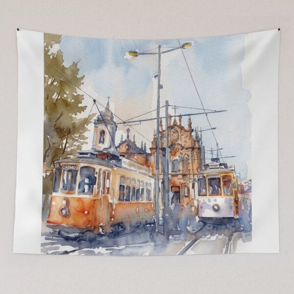 Item preview, Carmo Church Porto Trams Watercolor designed and sold by caracatita75.