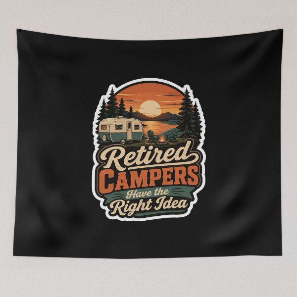 Item preview, Retired Campers Have The Right Idea Sunset Camping designed and sold by ColeLaniTrading.