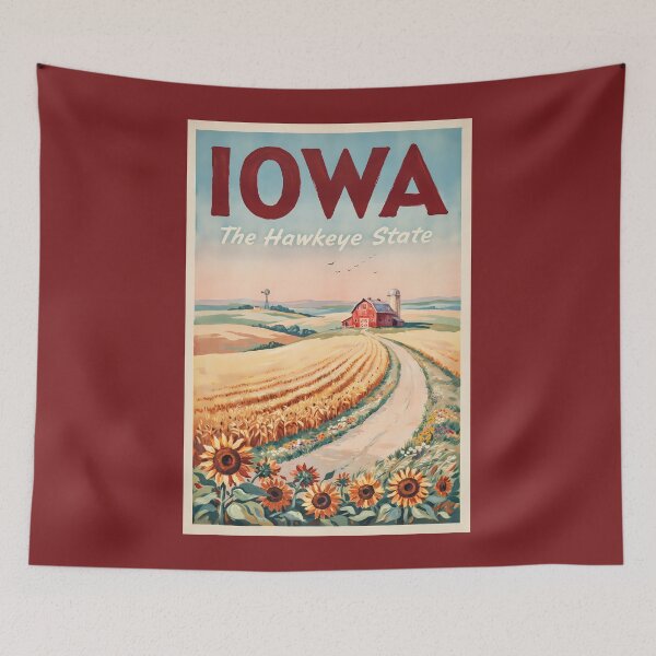 Item preview, Iowa Countryside Illustration Travel Art Vintage designed and sold by KrisSidDesigns.