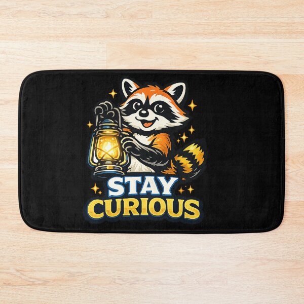 Item preview, Stay Curious – Cute Raccoon Holding Lantern Cartoon Design Main Tag designed and sold by ArtisticHeart21.