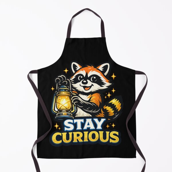 Item preview, Stay Curious – Cute Raccoon Holding Lantern Cartoon Design Main Tag designed and sold by ArtisticHeart21.