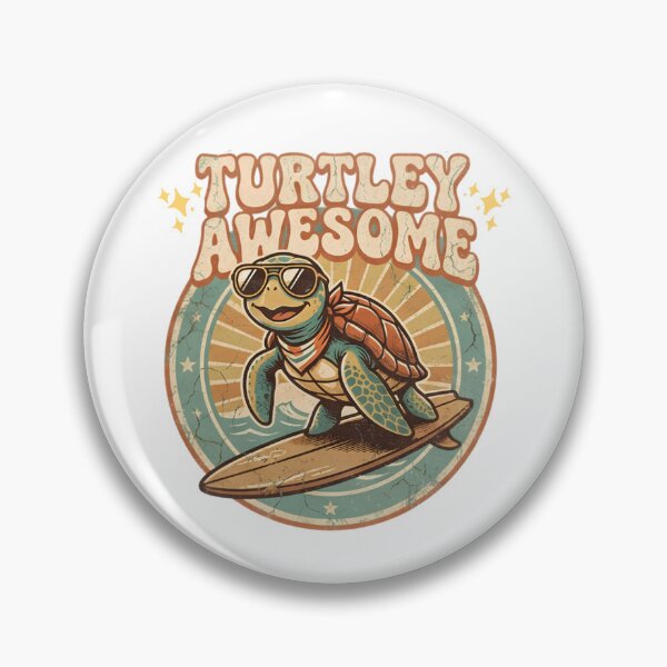 Item preview, Turtley Awesome Funny Surfing Turtle - Retro 70s Summer designed and sold by Neurospicy Trolls.