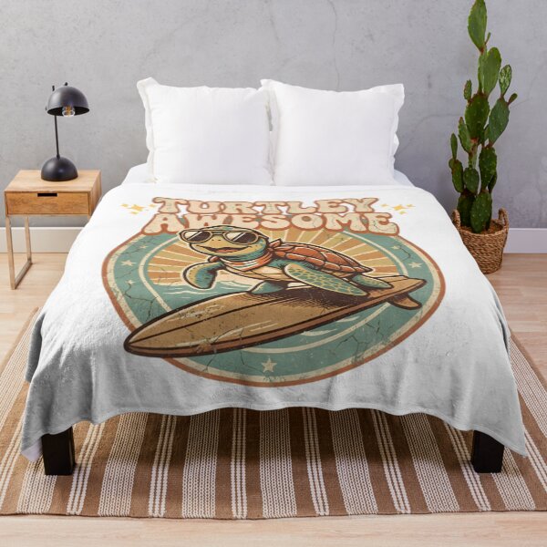 Item preview, Turtley Awesome Funny Surfing Turtle - Retro 70s Summer designed and sold by Neurospicy Trolls.
