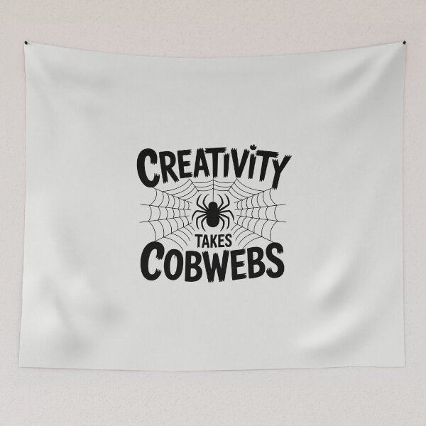 Item preview, Creativity Takes Cobwebs – Funny Halloween Spider Design designed and sold by Jollys-ArtShop.