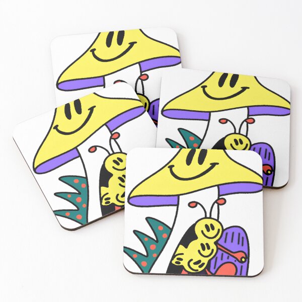 Item preview, Happy Mushroom & Smiling Caterpillar Sticker designed and sold by sarnodasoru.
