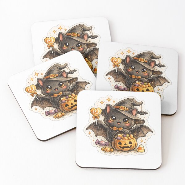Item preview, Cute Halloween Bat with Candy Bucket | Kawaii stickers designed and sold by Collins Design.