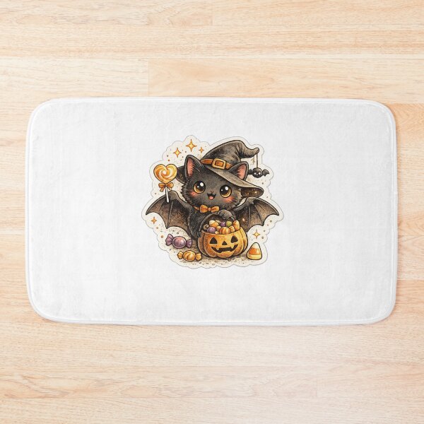 Item preview, Cute Halloween Bat with Candy Bucket | Kawaii stickers designed and sold by Collins Design.
