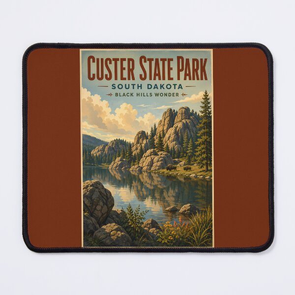 Item preview, Custer State Park South Dakota Illustration Travel Art Vintage designed and sold by KrisSidDesigns.