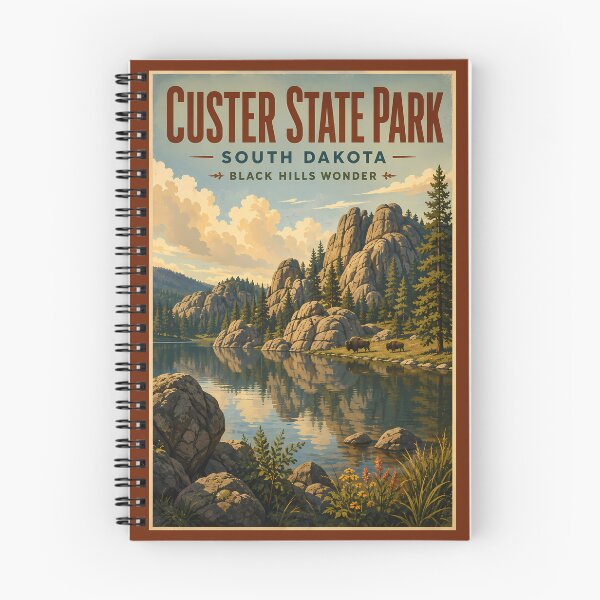 Item preview, Custer State Park South Dakota Illustration Travel Art Vintage designed and sold by KrisSidDesigns.