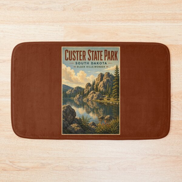 Item preview, Custer State Park South Dakota Illustration Travel Art Vintage designed and sold by KrisSidDesigns.