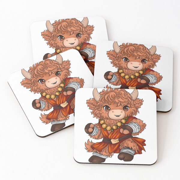 Item preview, Cute Chibi Monk Highland Cow designed and sold by kjmastersart.