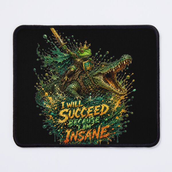 Item preview, I Will Succeed Because I Am Insane Bold Bubble Cartoon Typography Frog Meme Humor Gift for Meme Lovers designed and sold by Nightarel.