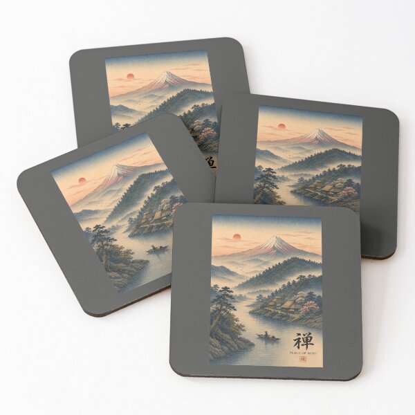Item preview, Peace Of Mind Japanese Vintage Zen Mt Fuji Poster Sticker/T-Shirt Art designed and sold by Locker39.