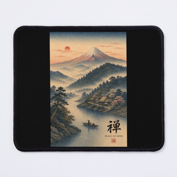 Item preview, Peace Of Mind Japanese Vintage Zen Mt Fuji Poster Sticker/T-Shirt Art designed and sold by Locker39.