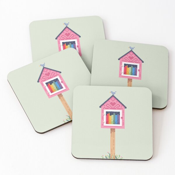 Item preview, Little Free Library with rainbow books - pixel art designed and sold by Ellen Wilberg.