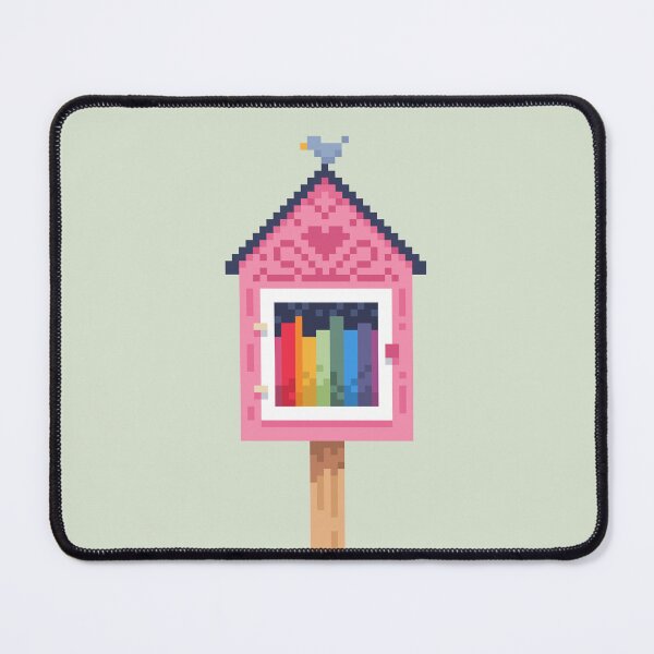 Item preview, Little Free Library with rainbow books - pixel art designed and sold by Ellen Wilberg.