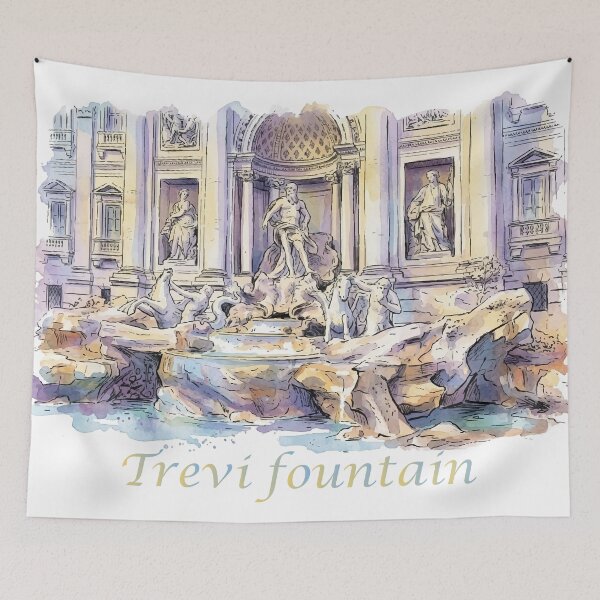 Item preview, Rome Italy Trevi Fountain Watercolor Art designed and sold by NareArt.