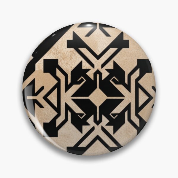 Item preview, Vintage Art Deco Geometric Emblem in Black and Gold Beige designed and sold by adlkh.