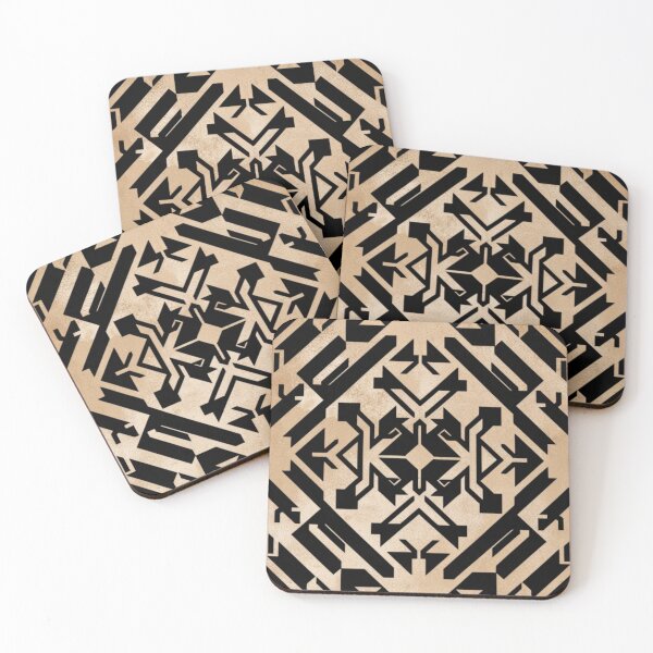 Item preview, Vintage Art Deco Geometric Emblem in Black and Gold Beige designed and sold by adlkh.