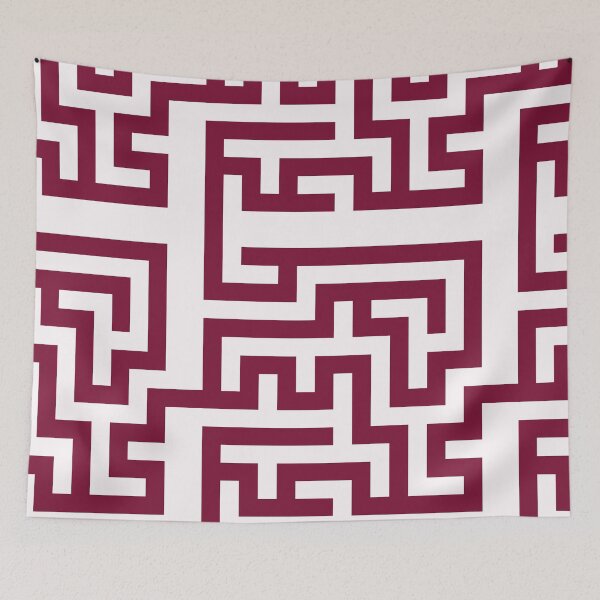 Item preview, Modern Rose Bud Cherry, Wine Red Maze Pattern designed and sold by WD-Artist.