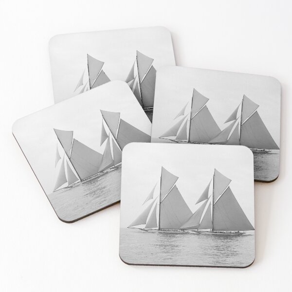 Item preview, Reliance and Shamrock III America's Cup yacht racing nautical maritime Newport Rhode Island black and white vintage photograph designed and sold by Astrid Arkhangelsky.