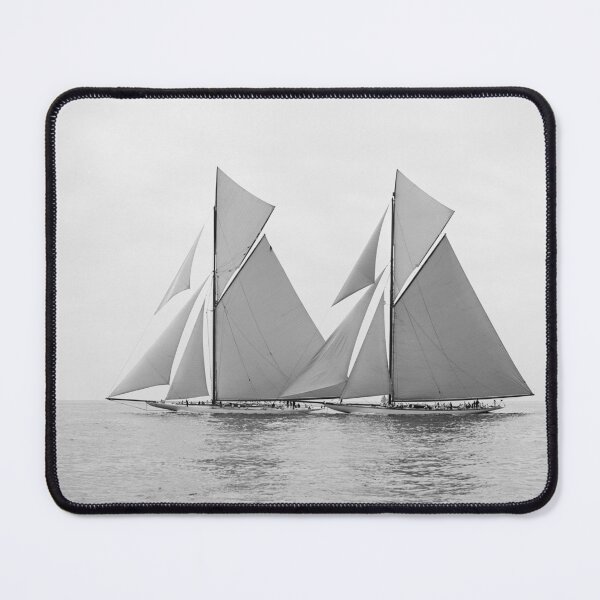 Item preview, Reliance and Shamrock III America's Cup yacht racing nautical maritime Newport Rhode Island black and white vintage photograph designed and sold by Astrid Arkhangelsky.