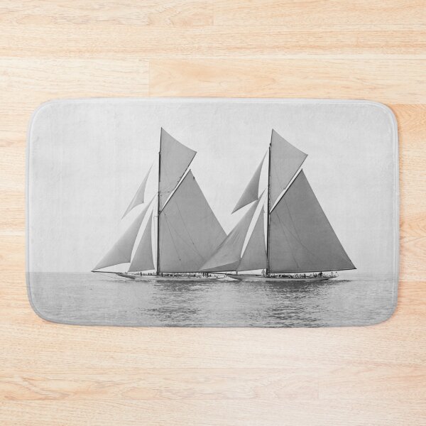 Item preview, Reliance and Shamrock III America's Cup yacht racing nautical maritime Newport Rhode Island black and white vintage photograph designed and sold by Astrid Arkhangelsky.