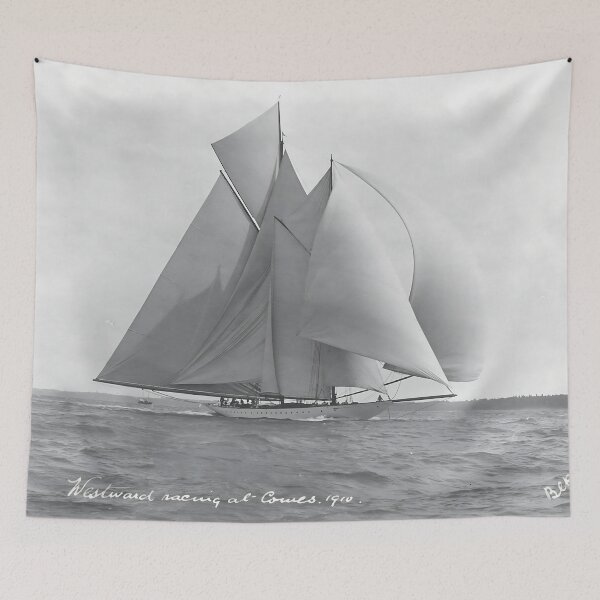 Item preview, Westward racing at Beken of Cowes nautical sailing maritime black and white fine art photograph designed and sold by Astrid Arkhangelsky.