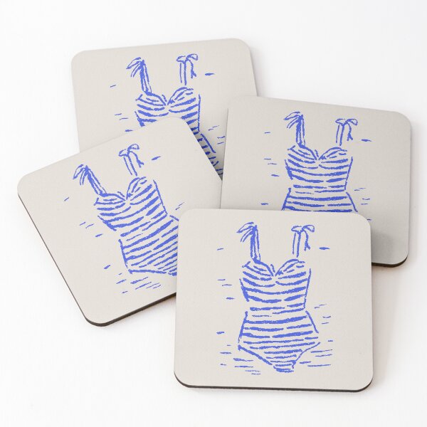 Item preview, Retro Blue Striped Swimsuit Italian Summer designed and sold by mauikauai.