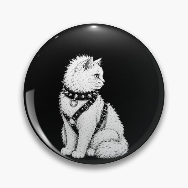 Item preview, Funny Punk Goth Fluffy Cat Spiked Collar Harness Art designed and sold by elderberry.