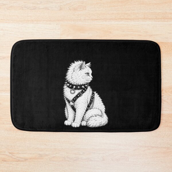 Item preview, Funny Punk Goth Fluffy Cat Spiked Collar Harness Art designed and sold by elderberry.