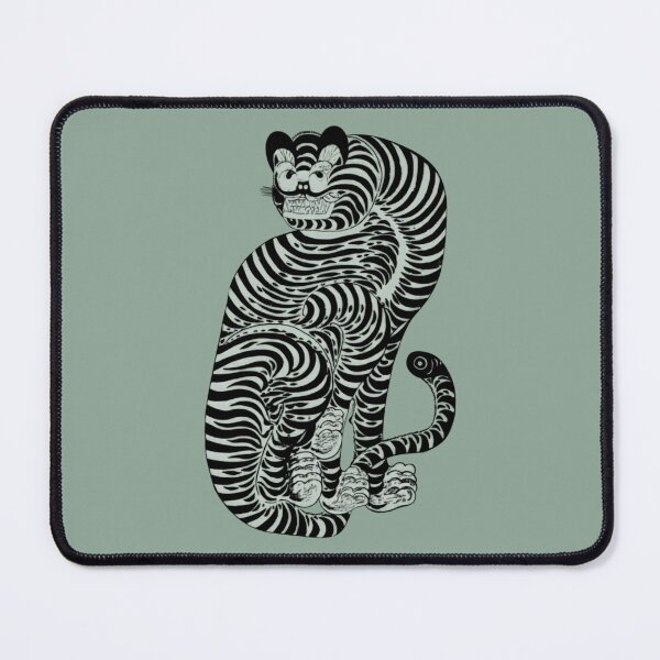 Item preview, Japanese Animal Art - Cat - Modern Ukiyo-e - Japandi, Sage Green designed and sold by Black Swallow.