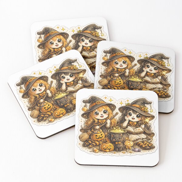 Item preview, Cute Little Witches Halloween | Kawaii stickers designed and sold by Collins Design.